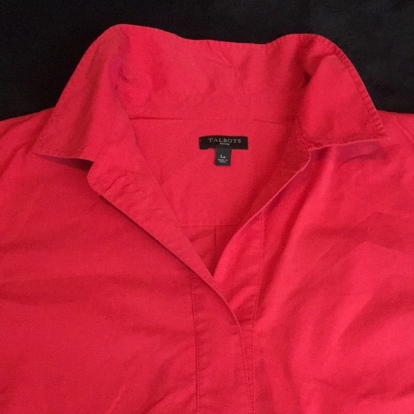 Talbots Petite Longsleeve Red Tunic Blouse - Picture 6 of 12